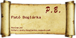 Pató Boglárka névjegykártya